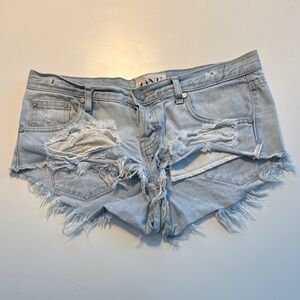 One Teaspoon Frayed Light Blue Jean Shorts